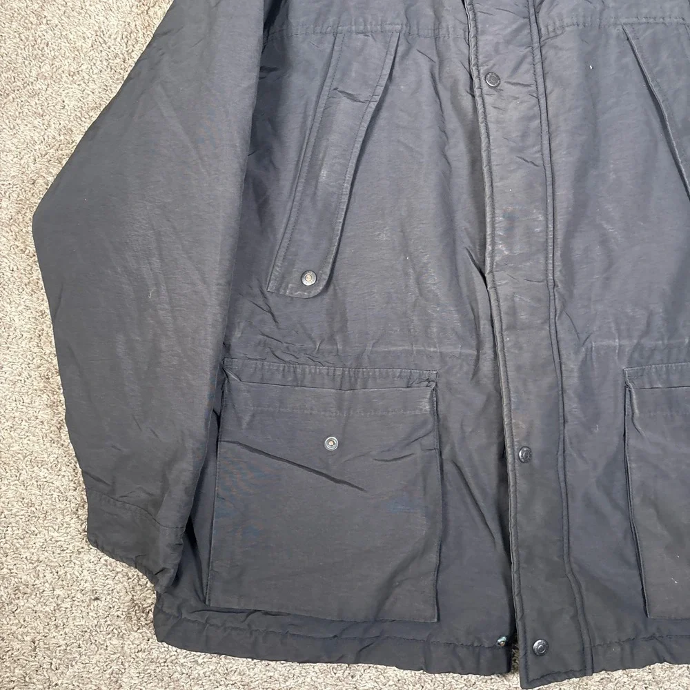 Woolrich Mens Black Field Jacket Parka‎ Detachable Hood Insulated Size XL